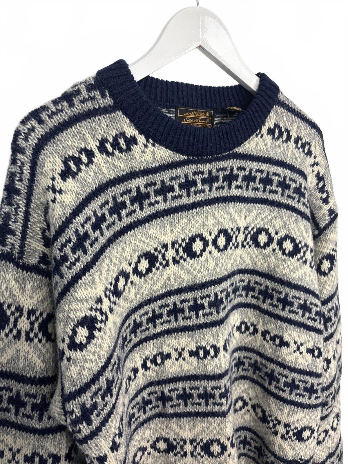 Vintage Eddie Bauer Wool Blend Patterned Sweater Large