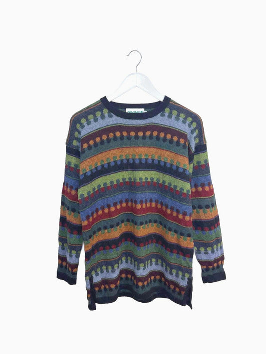 Vintage DW Women's Sweater Multi-colour Patterned Alpaca Knit Side Slit Medium