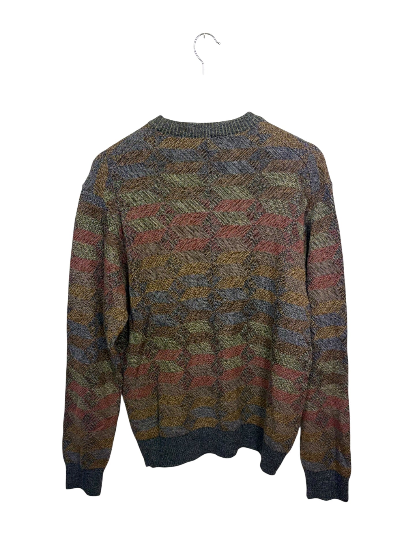 Vintage Talbots Mens Multicoloured Wool Sweater Geometric Pattern Crewneck M