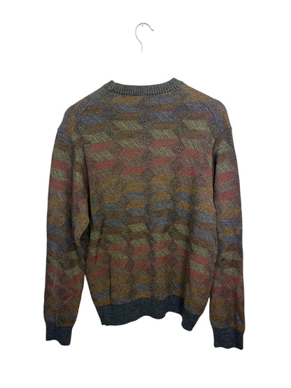 Vintage Talbots Mens Multicoloured Wool Sweater Geometric Pattern Crewneck M