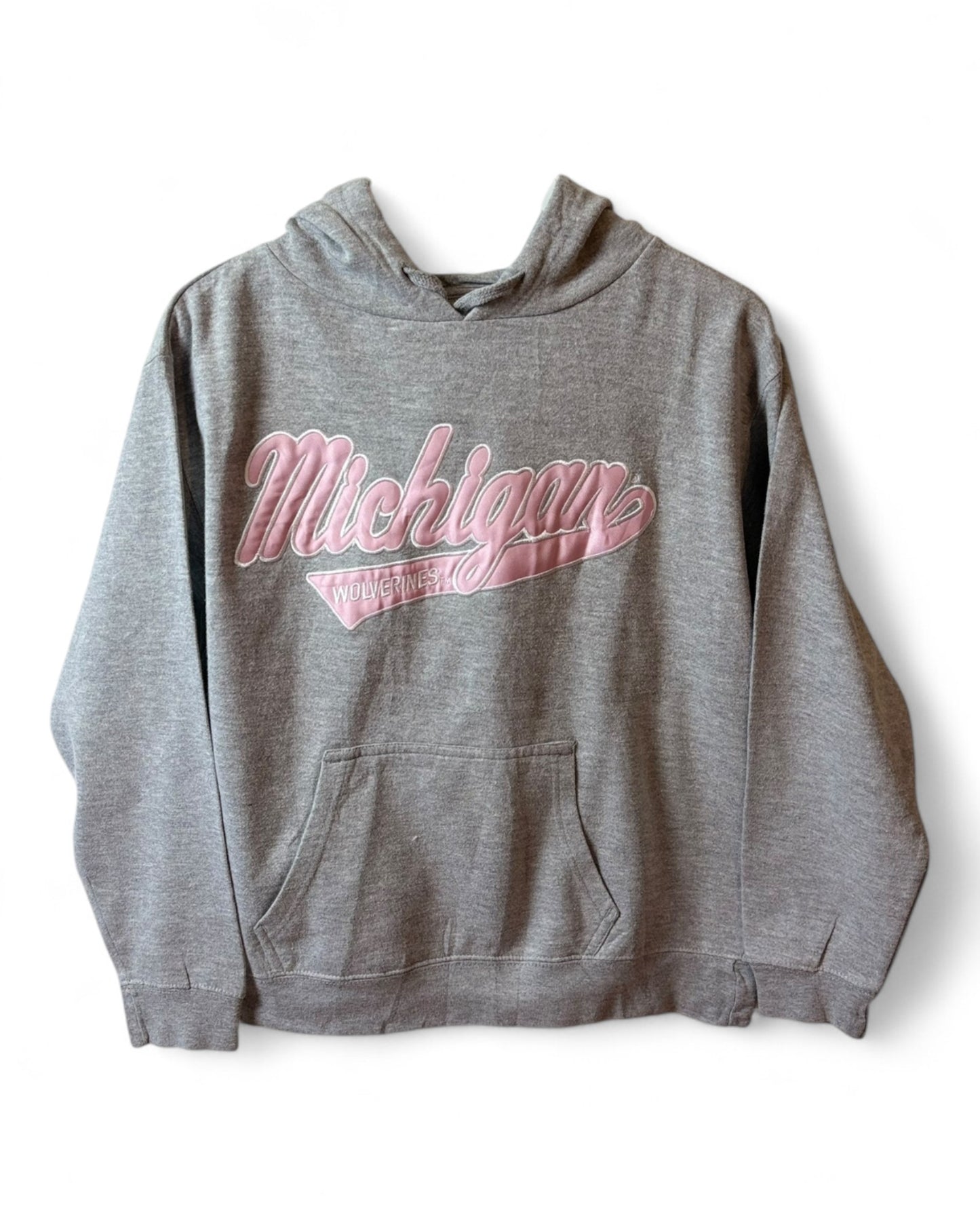 Michigan Wolverines Womens Grey Hoodie Pink Graphic Print Size L