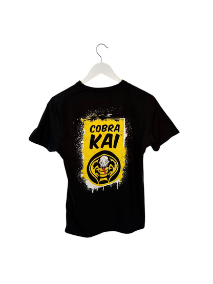 Cobra Kai Mens Black Graphic T Shirt Stripe First Size S