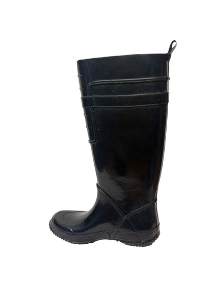 Nine West Womens Black Knee High Riding Rain Boots Strap Detail Size 6