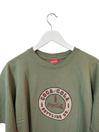 Coca Cola Mens Green Graphic T Shirt Bottle Logo Size XL