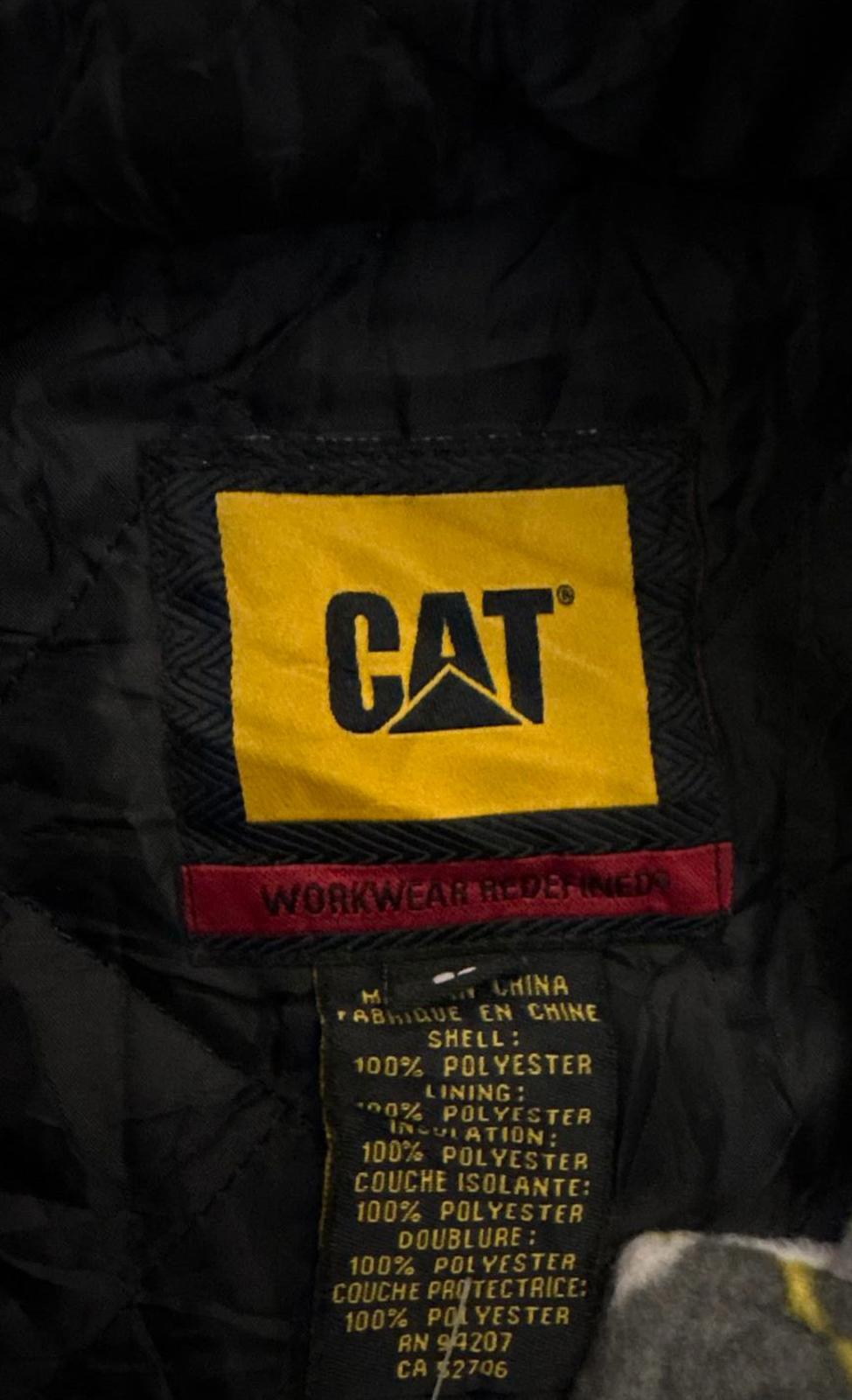 Vintage CAT Y2K Mens Flannel Workwear Plaid Checkered Jacket Black Yellow XL