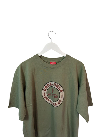 Coca Cola Mens Green Graphic T Shirt Bottle Logo Size XL