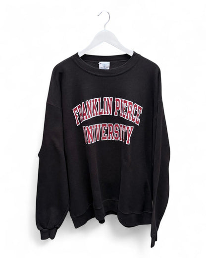 Black sweatshirt with 'Franklin Pierce University' text on a white background