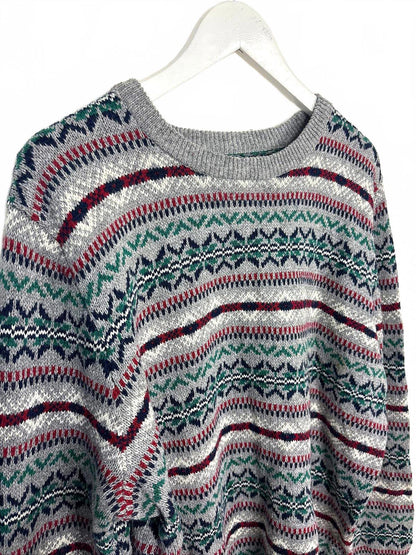 Vintage Y2K Sonoma Men's Unisex Multicoloured Patterned Crew Neck Sweater XL