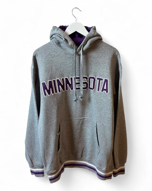 Grey Minnesota Mens Unisex Hoodie Purple Logo Large