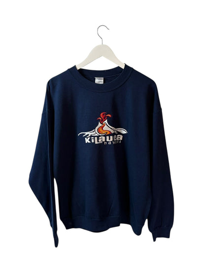 Kilauea Hawaii Vintage Unisex Navy Sweatshirt Embroidered Graphic Size Large
