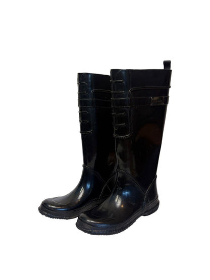 Nine West Womens Black Knee High Riding Rain Boots Strap Detail Size 6