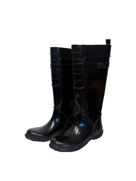 Nine West Womens Black Knee High Riding Rain Boots Strap Detail Size 6