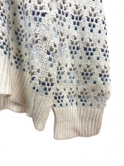 Vintage Eddie Bauer Women's Cream Diamond Patterned Crew Neck Sweater XXL