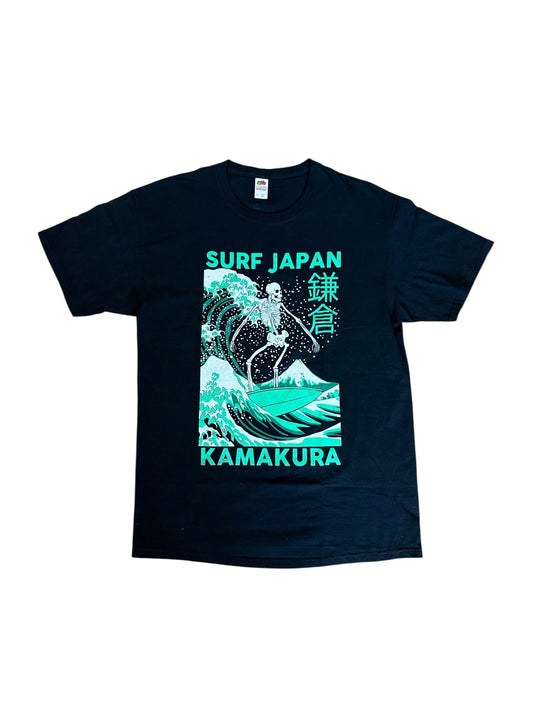 Surf-Japan-Kamakura-Neon-Green-Skeleton-Black-T-Shirt-Large
