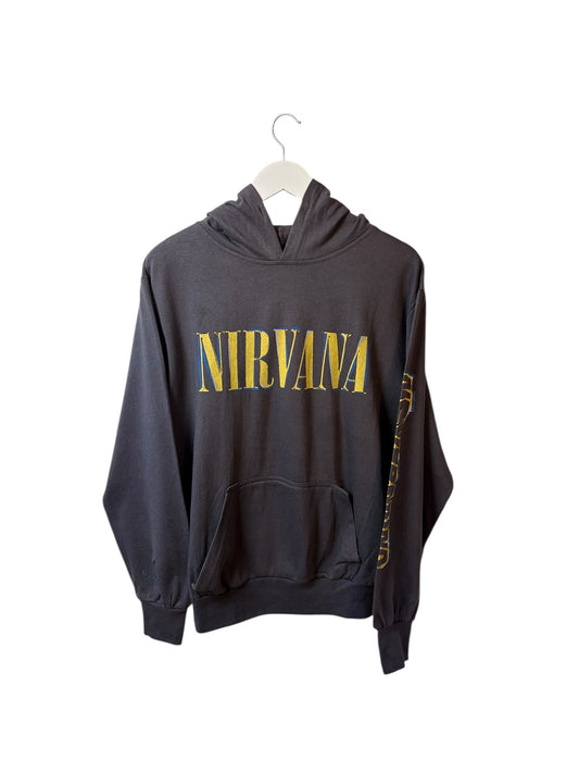 Nirvana Unisex Grey Hoodie Grunge Band Graphic Print Size L