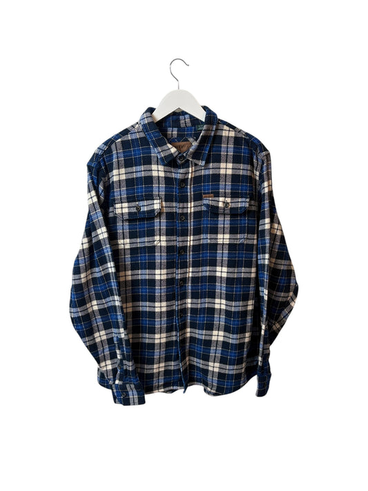 ORVIS Mens Blue Plaid Flannel Shirt Long Sleeve Size XL