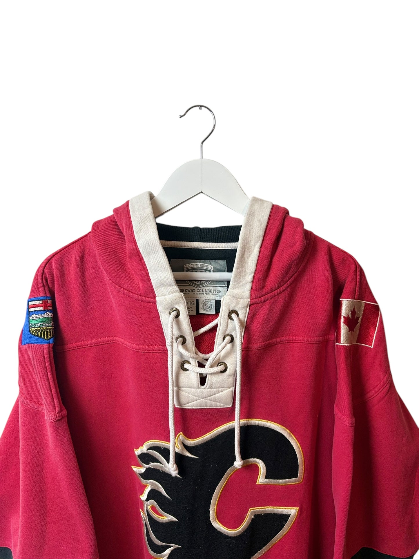 NHL Old Time Hockey Calgary Flames Mens Hoodie Hockey Jersey Style Size L