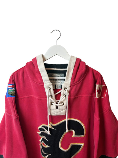 NHL Old Time Hockey Calgary Flames Mens Hoodie Hockey Jersey Style Size L