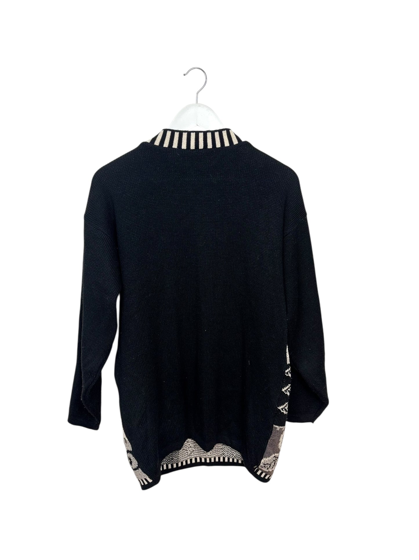 Guy Frazer Womens 90s Abstract Patchwork Knit Crewneck Sweater Size M