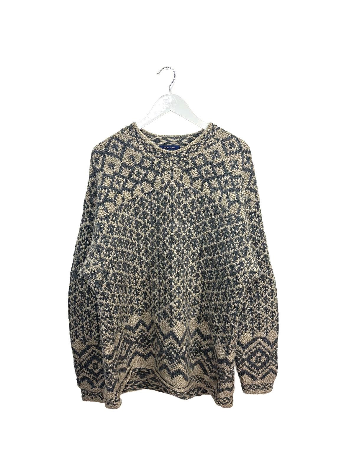 Vintage 90's Davis & Squire Men's Sweater Knitted Round Neck Diamond Pattern XL