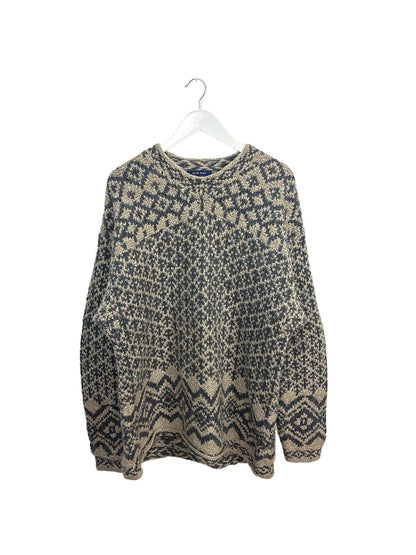 Vintage 90's Davis & Squire Men's Sweater Knitted Round Neck Diamond Pattern XL