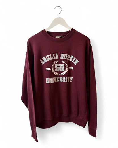 Anglia Ruskin University Unisex Maroon Graphic Sweatshirt Size XL