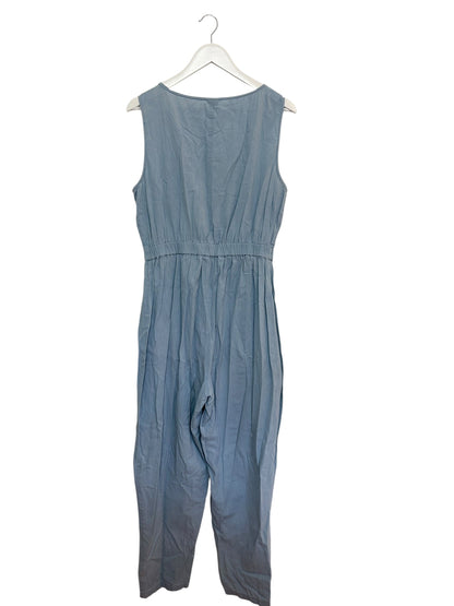 Lucy & Yak Womens Light Blue Organic Cotton Button Front Scoop Neck Jumpsuit XL