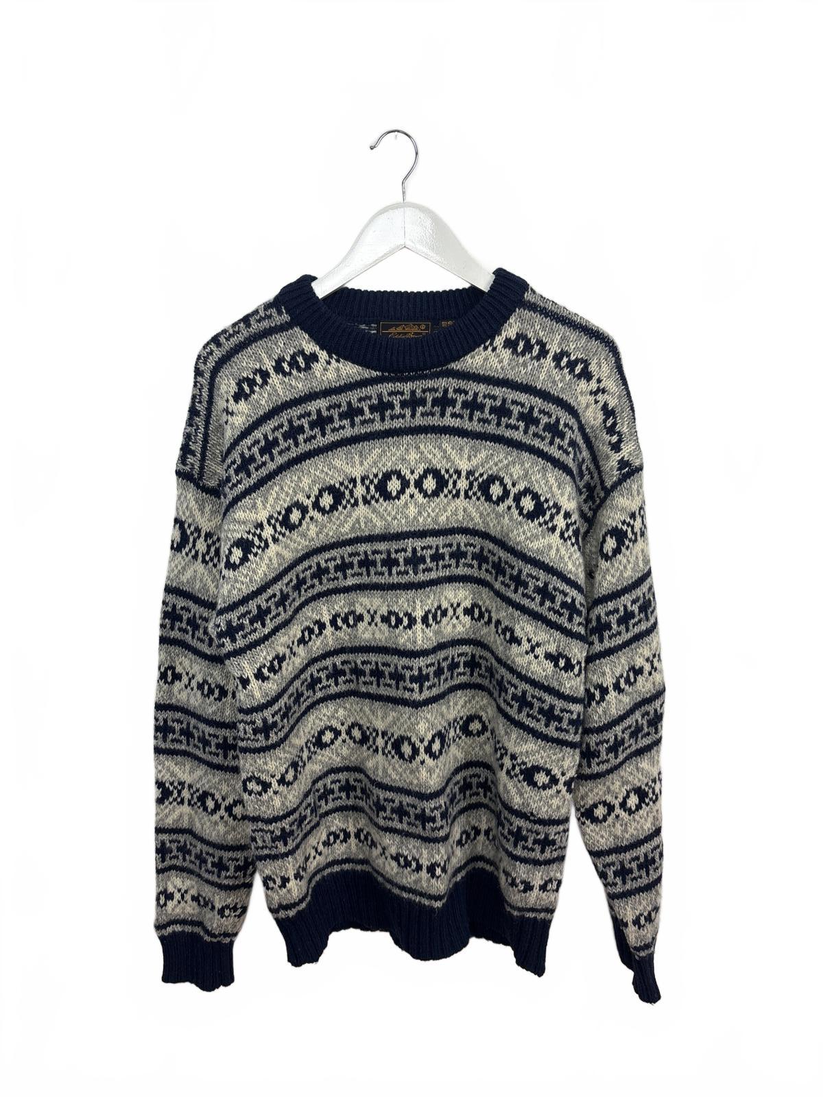 Vintage Eddie Bauer Wool Blend Patterned Sweater Large