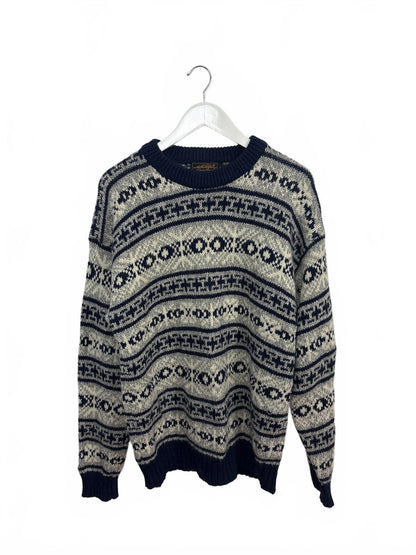 Vintage Eddie Bauer Wool Blend Patterned Sweater Large
