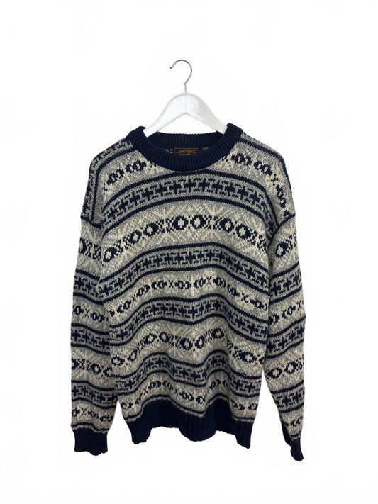 Vintage Eddie Bauer Wool Blend Patterned Sweater Large