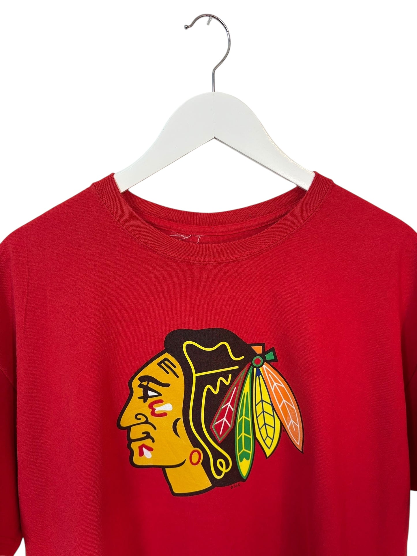 Chicago Blackhawks Mens Red Graphic T Shirt Head Logo Size Large