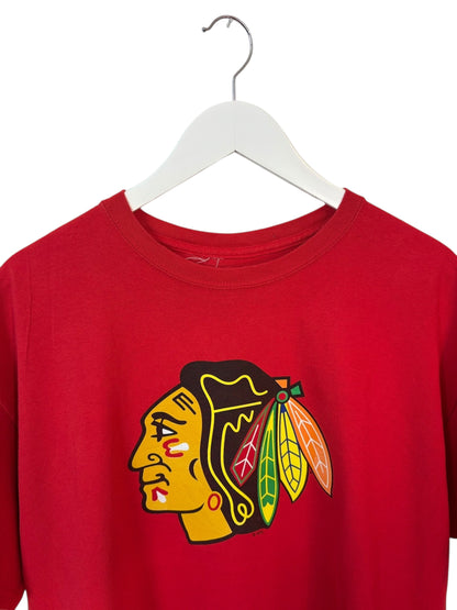 Chicago Blackhawks Mens Red Graphic T Shirt Head Logo Size Large