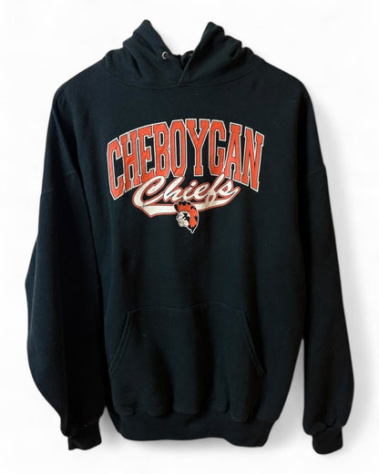 Cheboygan Chiefs Vintage Unisex Black Graphic Hoodie Size XL