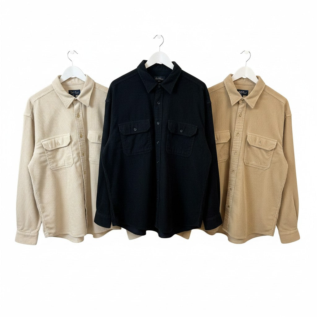 Corduroy Shirts bundle of 25 - tan, black, beige