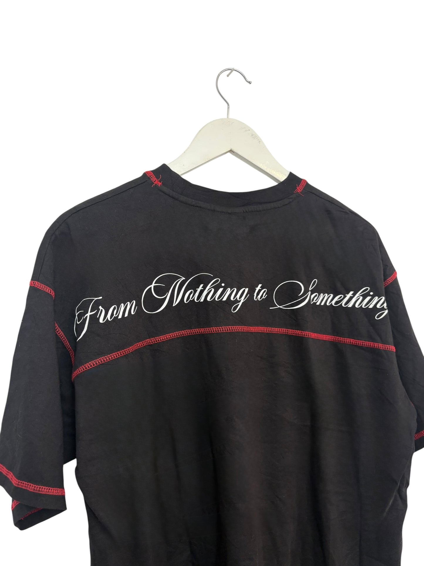 Hoodrich Mens Black Embroidered Logo Crewneck T Shirt with Contrast Stitching M