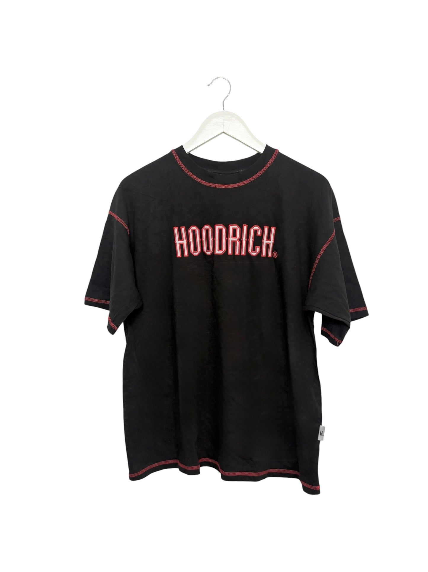 Hoodrich Mens Black Embroidered Logo Crewneck T Shirt with Contrast Stitching M