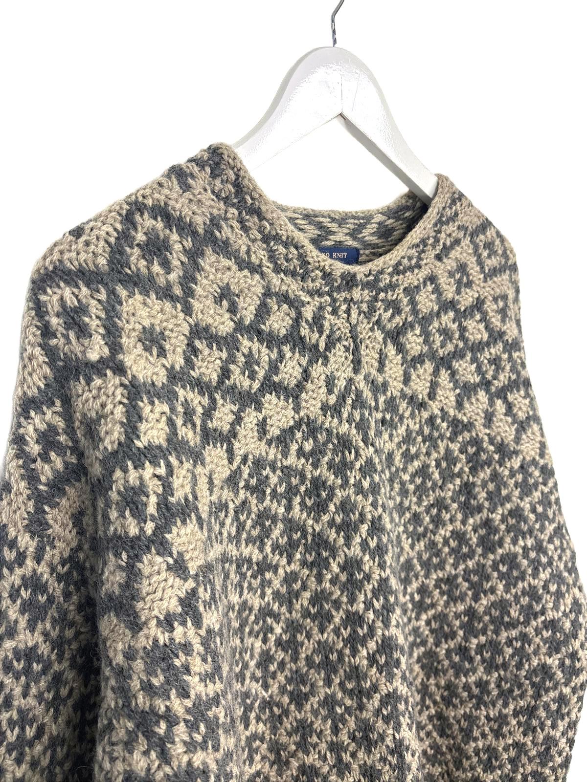 Vintage 90's Davis & Squire Men's Sweater Knitted Round Neck Diamond Pattern XL