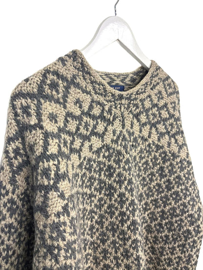 Vintage 90's Davis & Squire Men's Sweater Knitted Round Neck Diamond Pattern XL