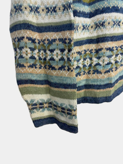 Vintage 90's Tiara Women's Cardigan Full Zip Patterned Multi-coloured Large