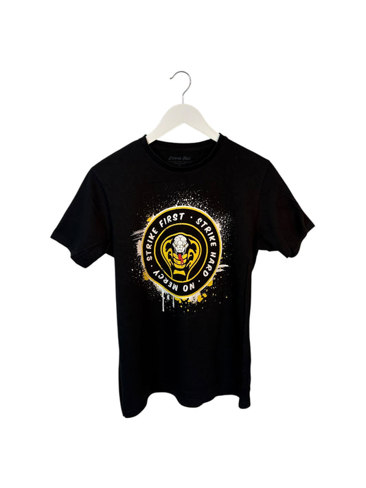 Cobra Kai Mens Black Graphic T Shirt Stripe First Size S