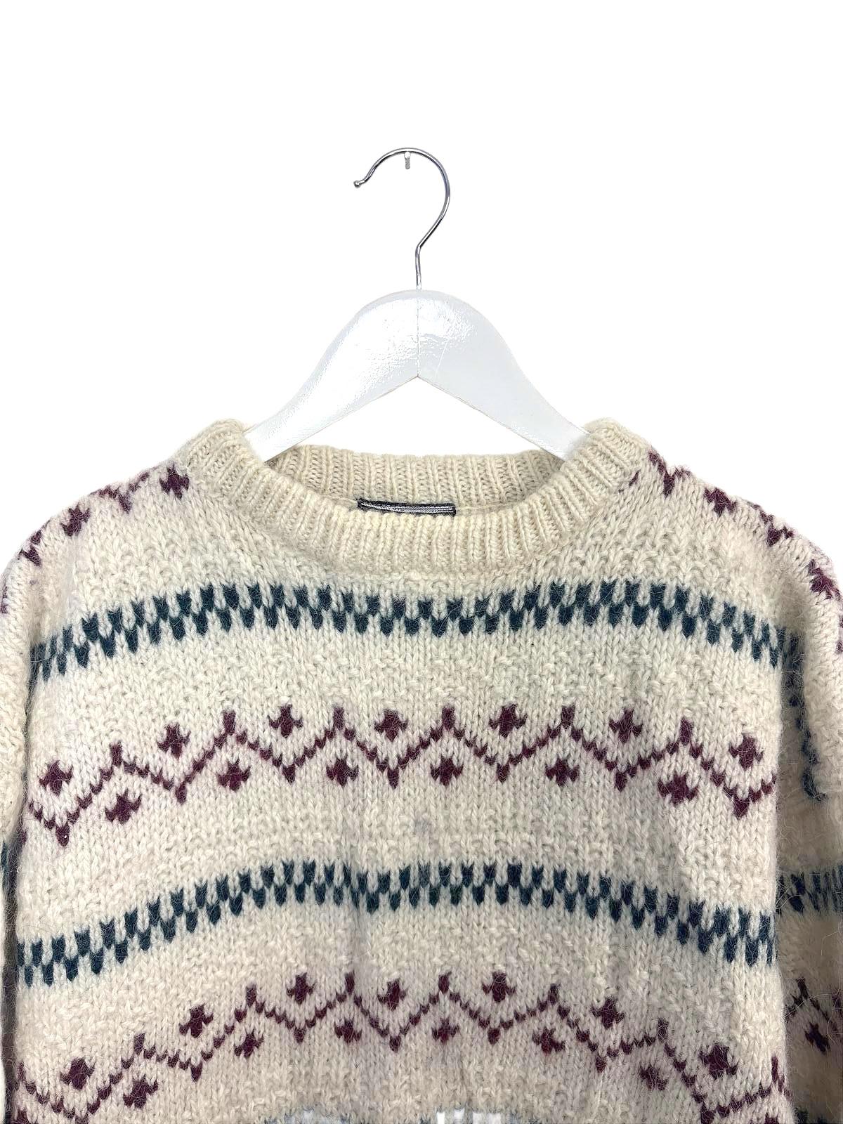 Vintage Preswick & Moore Men's Beige Sweater Fair Isle Patterned Wool Knit Large