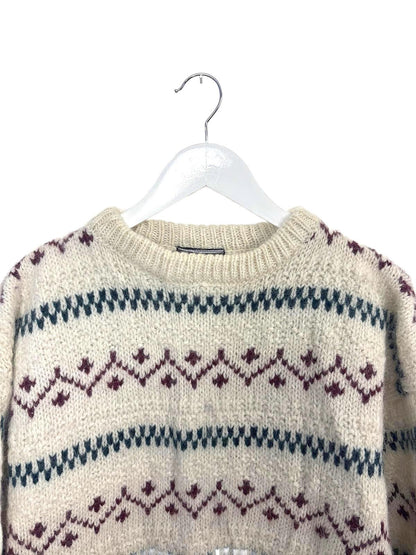 Vintage Preswick & Moore Men's Beige Sweater Fair Isle Patterned Wool Knit Large
