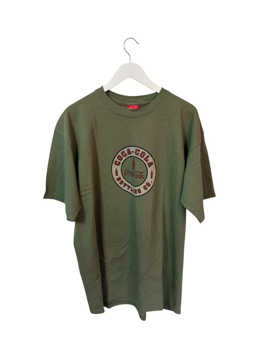 Coca Cola Mens Green Graphic T Shirt Bottle Logo Size XL