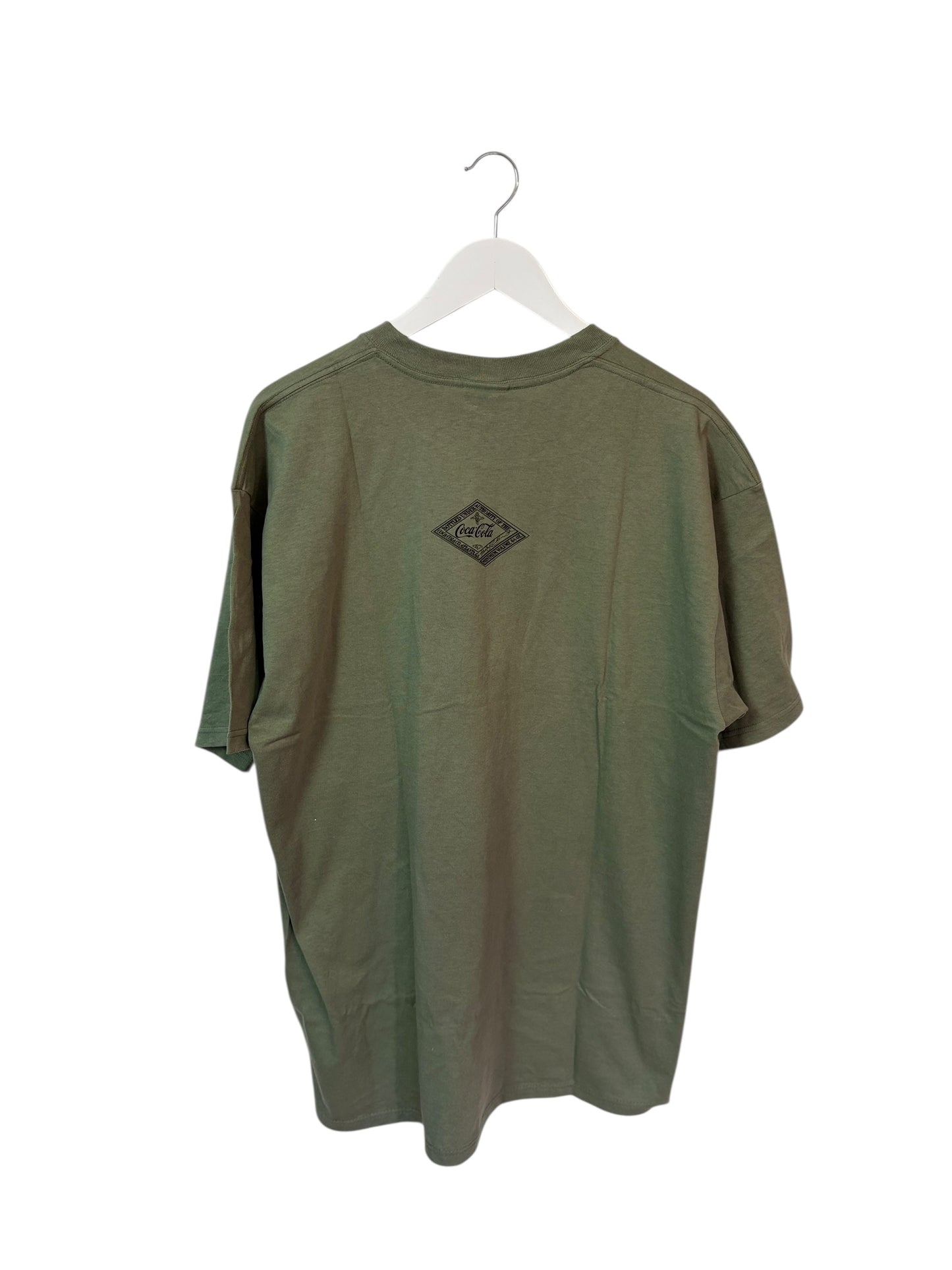 Coca Cola Mens Green Graphic T Shirt Bottle Logo Size XL