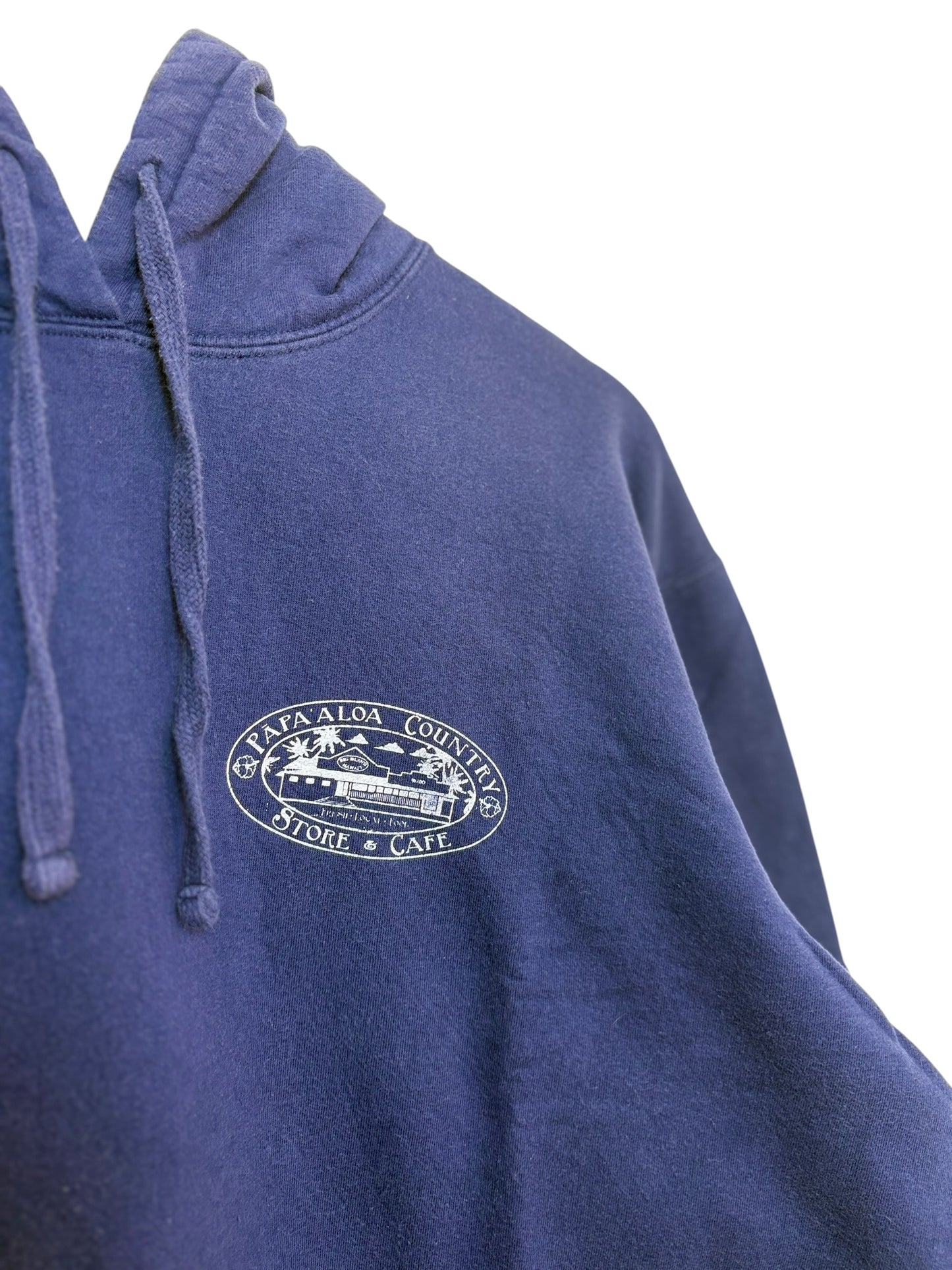 Navy Papa'aloa Hawaii Graphic Logo Tropical Pullover Hoodie Size XL