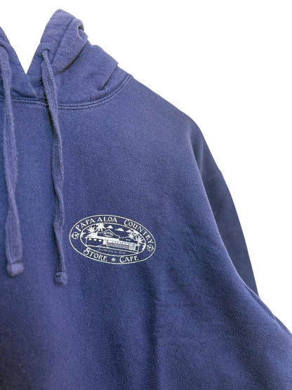 Navy Papa'aloa Hawaii Graphic Logo Tropical Pullover Hoodie Size XL