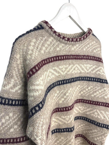 Vintage 90's Moffat Woolens Mens Womens Patterned Knit Wool Sweater Thick Knit