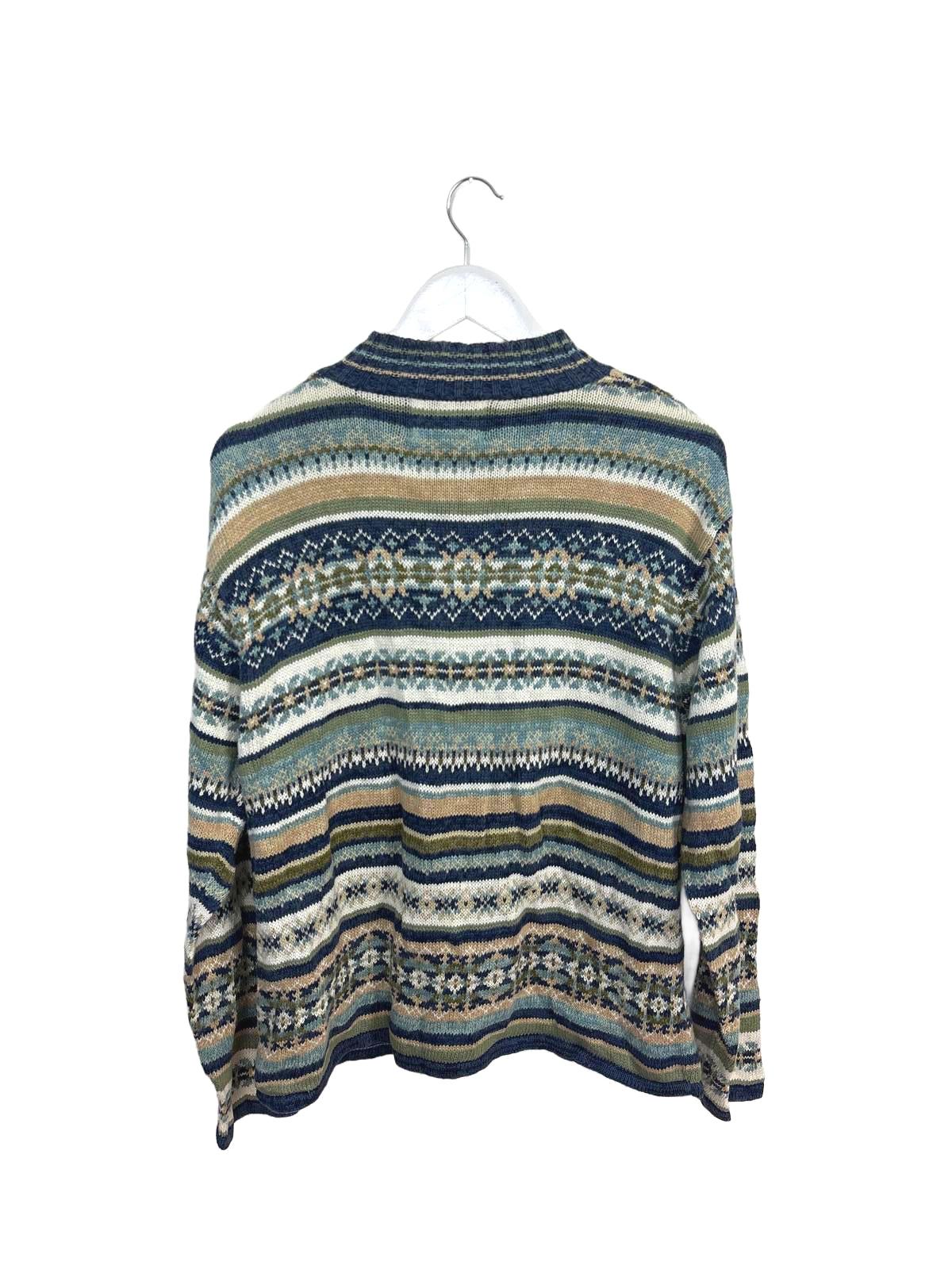 Vintage 90's Tiara Women's Cardigan Full Zip Patterned Multi-coloured Large