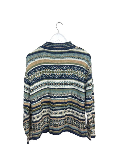 Vintage 90's Tiara Women's Cardigan Full Zip Patterned Multi-coloured Large