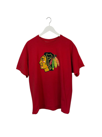 Chicago Blackhawks Mens Red Graphic T Shirt Head Logo Size Large